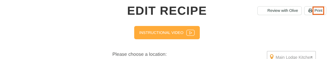 The Print button on a recipe