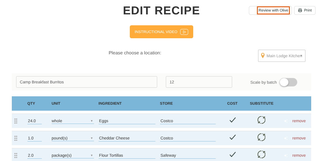 The Review with Olive button
