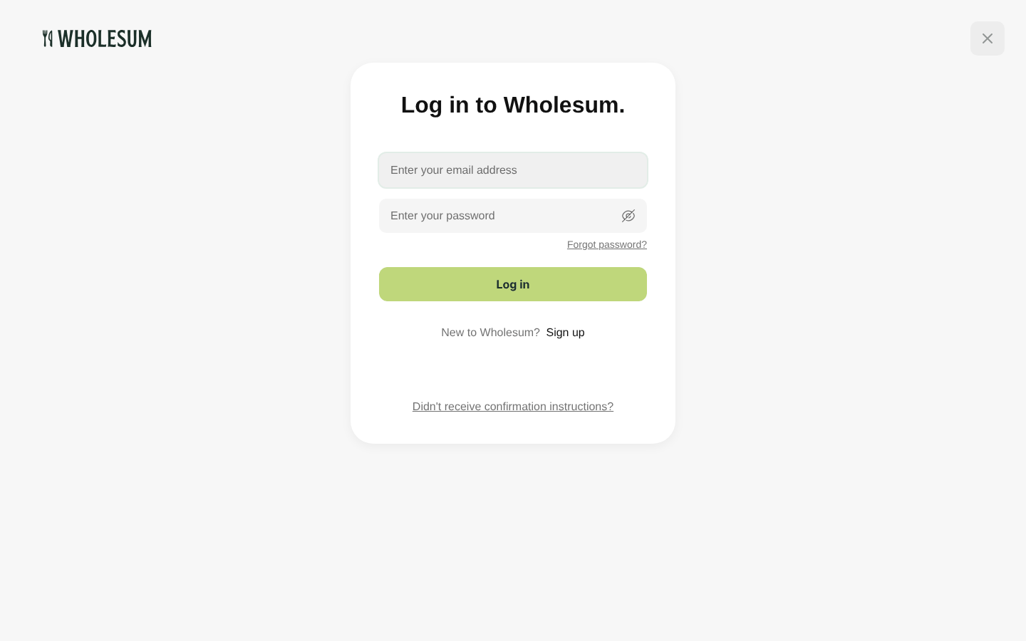 The login page