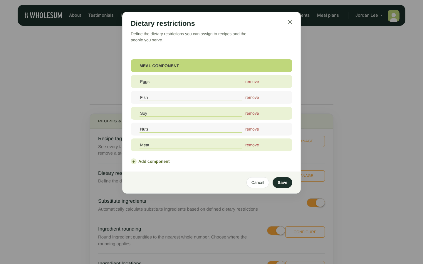 Managing dietary restrictions