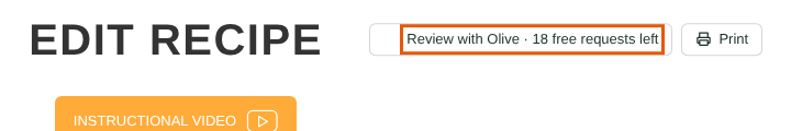 The free-requests count on Review with Olive
