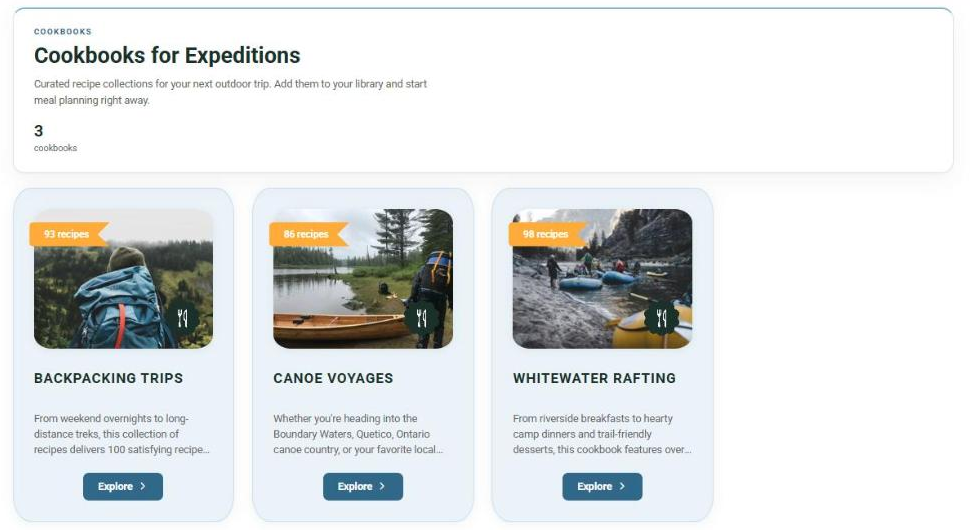 The Cookbooks page