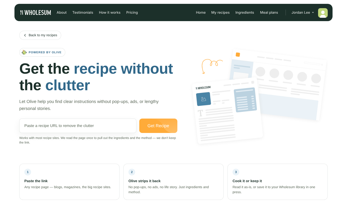 The Declutter Recipe page
