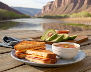 Grilled Ham & Cheese Sandwiches with Tomato Soup (