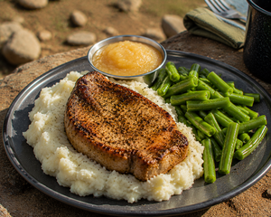 Pork Chops with Mashed Potatoes & Green Beans