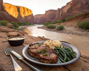 Pork Chops with Mashed Potatoes & Green Beans