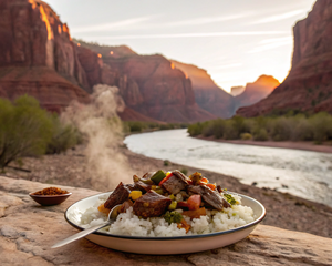 Red Rock Beef Stir Fry over Jasmine Rice