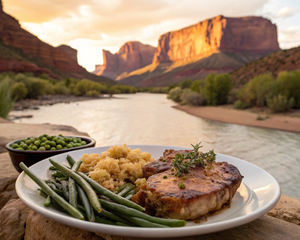 Phantom Ranch Pork Chops with Stuffing & Green Bea