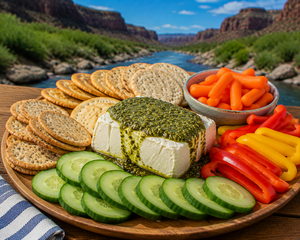 Pesto Cream Cheese & Cracker Board