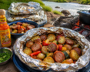 Foil Packet Sausage & Veggie Bake