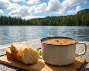 Wild Rice Cream Soup with Pan Bread