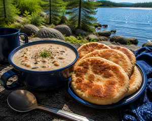 Wild Rice Cream Soup with Pan Bread