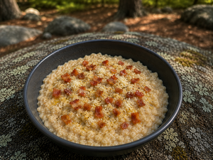 Savory Oatmeal with Parmesan and Bacon
