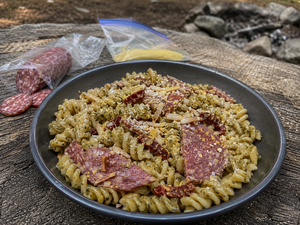 Pesto Pasta with Salami